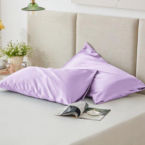2 Fundas De Pura Seda Para Almohada Lila 50x90cm