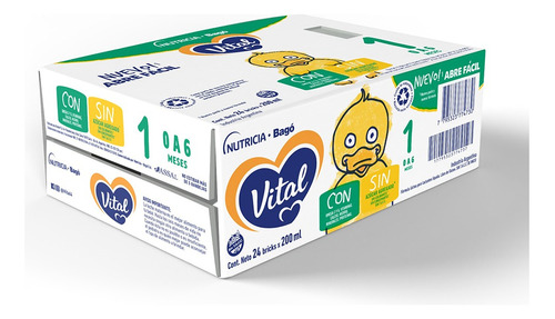 Leche Vital 1 En Brick 24 Unidades De 200ml - 0 A 6 Meses