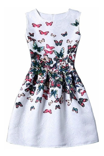 Vestido Elegante Blanco Mariposas Talla S Nuevo Importado