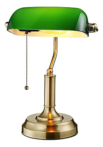 Lámpara De Escritorio De Vidrio Verde, Certificada U