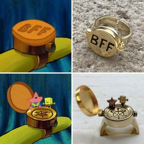 2 Anillos De Bob Esponja Para Mejores Amigos Bff Giratorio