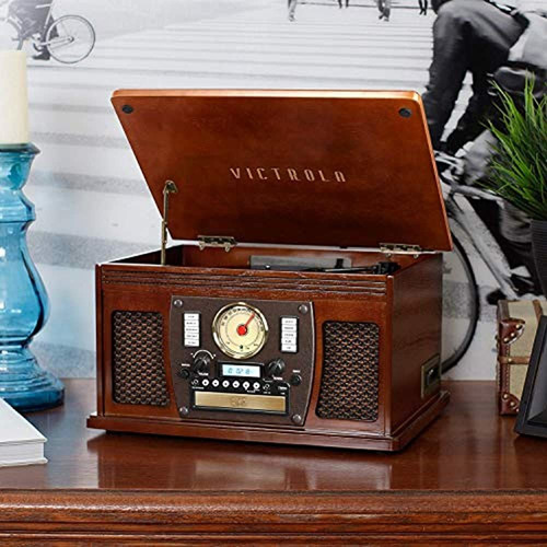 Victrola 8 En 1 Tocadisco 3 Vel Radio Casette Remoto Bt Usb