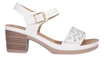 Comprar Sandalia Tacón Confort Y Piedras Shosh Blanco Mujer 5602