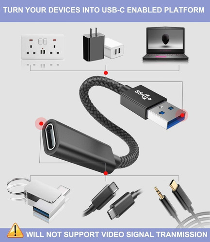 Imagen 2 de 8 de Adaptador - Usb-c 3.1 Hembra A Usb 3.0 Macho - 5gbps - 23cm