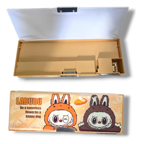 Cartuchera Labubu Mecanica Calculadora Doble Espacio Retro Naranja Labubu