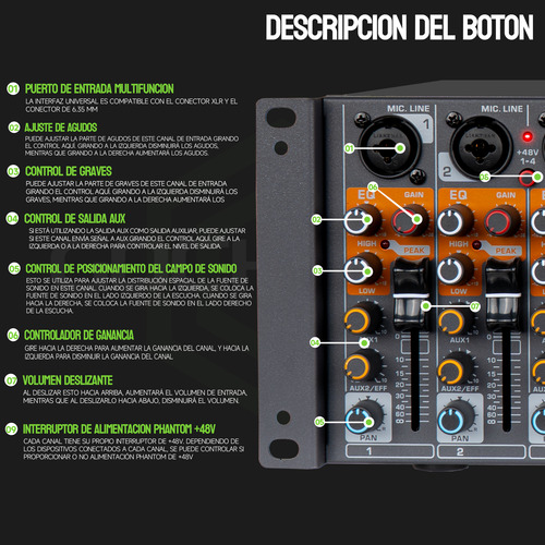 Mezcladora Audio Gc Mj12 Mixer Gavinete 12 Canales 16 Dsp