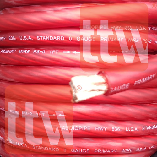 Imagen 3 de 10 de Cable 0 Gauge X Metro +flexible Audiopipe Rojo Libre Oxigeno