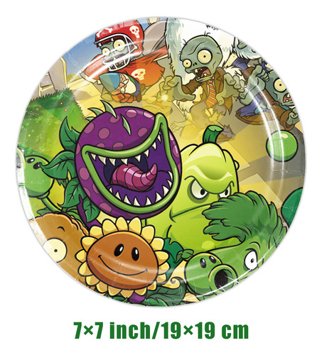 Platos Desechables Plants Vs. Zombies Plastic Vajilla Fiesta