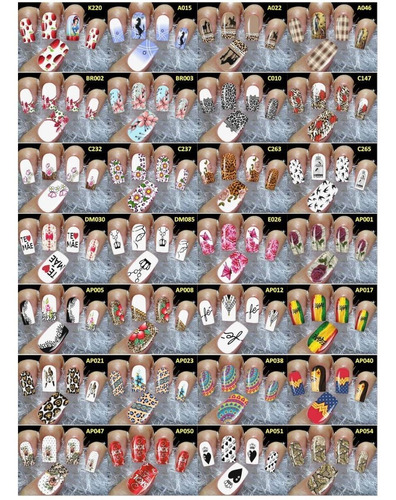 216 Peliculas Para Unhas 18 Cartelas Adesivos Unhas Promoção