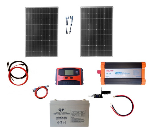 Kit Solar Inversor 2000w O Pura, Panel 200w, 100ah Motorhome