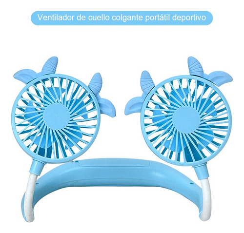 Mini Ventilador De Cuello Personal Portátil Recargable 20 Cm N/a Azul Azul Plástico 5