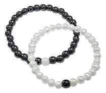 Comprar Conjunto Pack Pareja Pulseras Perla Del Río Hematita Joya 