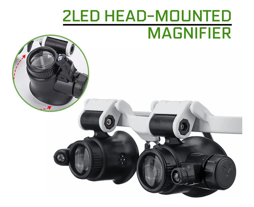 Lupa Montada En La Cabeza, Microscopio Iluminador De 2 Led C