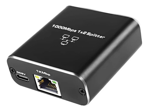 Adaptador Splitter Ethernet Rj45 1 Entrada E 2 Saidas 1gb/s Cor Preto