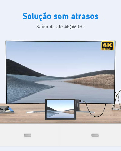 Adaptador Hub Usb-c Letion Dongle 5 Em 1 Para Surface Pro 7 Usb 3.0 4khdmi Carregamento Rápido