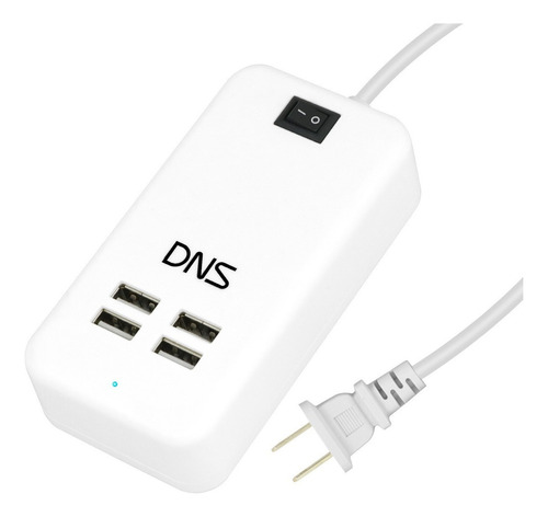 Multicontacto Cargador Usb 4 Puertos 5v Interruptor iPhone Color Blanco