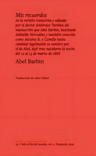 Mis Recuerdos, De Barbin, Abel. Editorial Temporal Casa Editora En Español