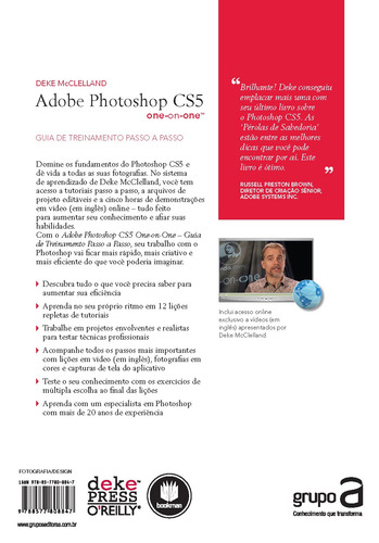 Adobe Photoshop CS5 One-on-One: Guia de Treinamento Passo a Passo, de McClelland, Deke. Editorial Bookman Companhia Editora Ltda., capa mole em português, 2011