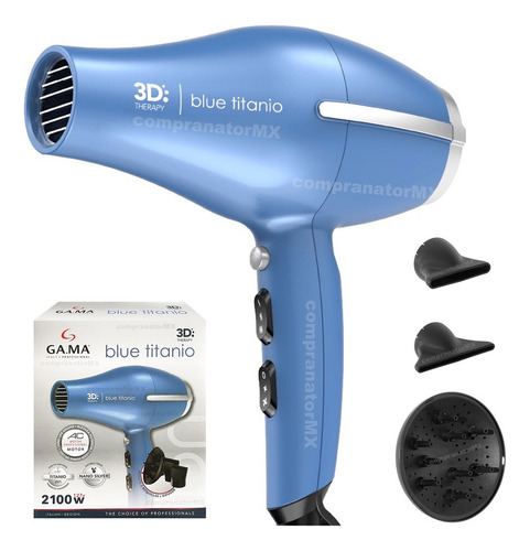Secadora Cabello Profesional Blue Titanio Gama Pelo Motor Ac Color Azul Acero