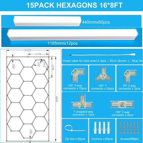 Luz De Garaje Hexagonal 720w 93600 Lúmenes 6500k