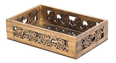 Imagem 1 de 1 de Bandeja Espelhada Rosas 21x13,5x5 Pinus Luxo