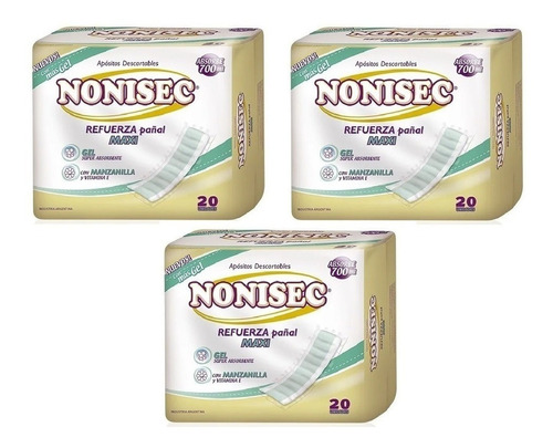 Nonisec Adultos Refuerza Pañal Maxi 3 Packs X 20 Unidades