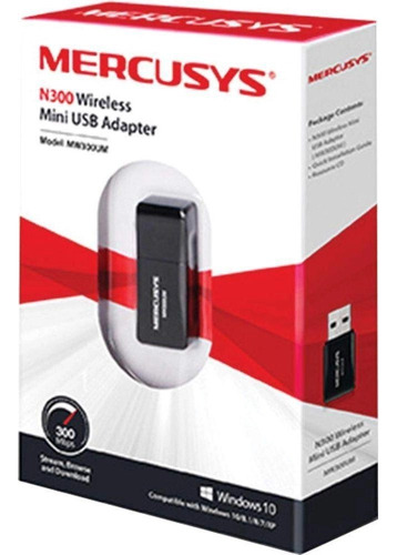 Mini Adaptador Usb Wireless N300mbps Mw300um Mercusys