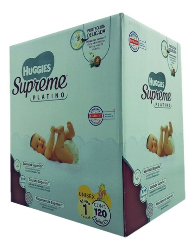 Imagen 2 de 6 de Pañales Huggies Supreme Platino Etapa 1 Unisex, 120 Piezas