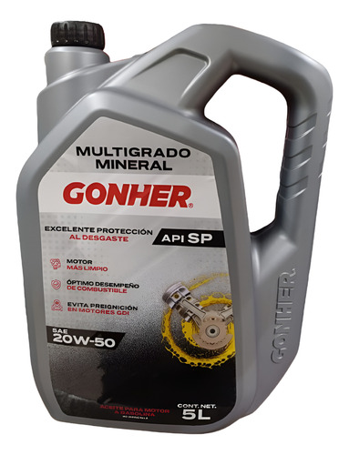 Aceite Motor 20w50 Multigrado Gt Turbo 5 Lts Gonher