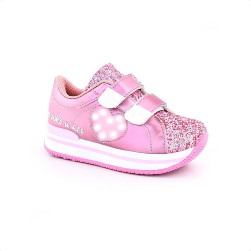 Zapatillas Footy Luces Led Blancas/rosa Pompon Fty Calzados