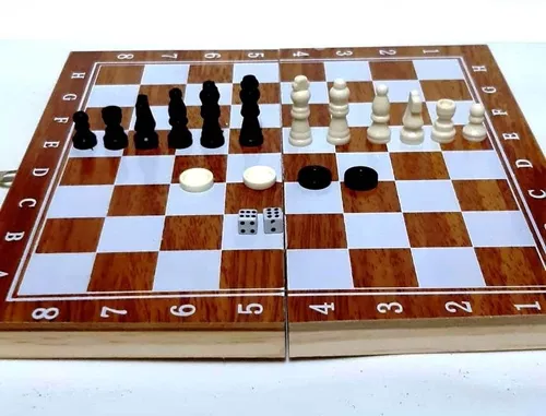 Jogo de xadrez De Madeira 3 Em 1 24 x 24 Cm - CHESS - Jogo de