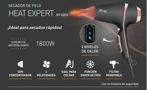 Imagen 3 de 10 de Secador Profesional Pelo Cabello Boquilla Velocidades Cool - Super Potente Y Liviano - Garantia Oficial -