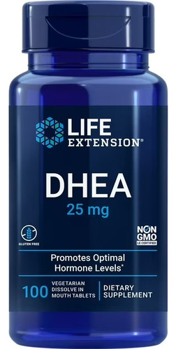 Life Extension Dhea 25 Mg Con 100 Tabletas Sublinguales Sabor Sin Sabor