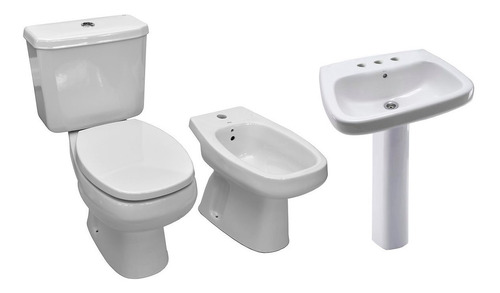 Combo Inodoro Mochila Bidet Lavatorio Columna Roca Monaco P