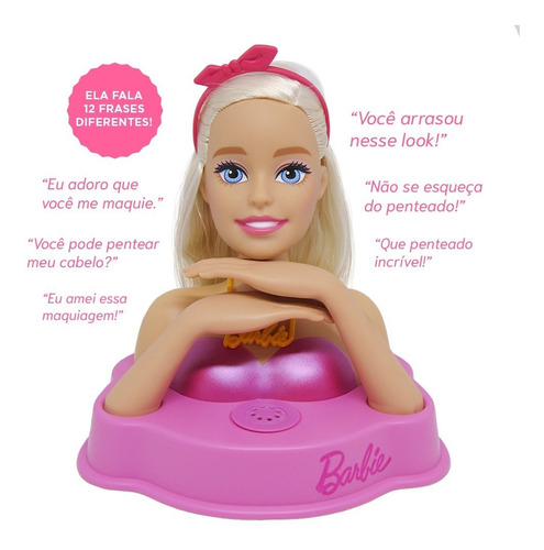 Imagem 3 de 10 de Boneca Barbie Busto Styling Head Fala 12 Frases - Original