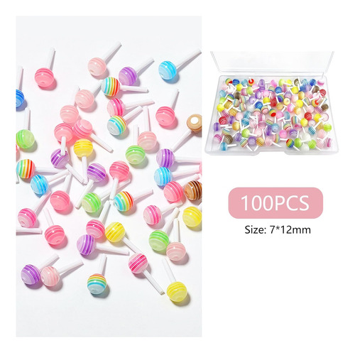 Dufeimoy Rainbow 100pcs Lollipop Charms De Uñas Lollipop, Ac
