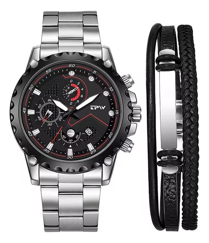 Reloj Y Pulsera Con Correa De Acero Inox Tpw K5115 Hombre