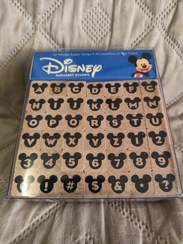 Kit Carimbos Disney Mickey Mouse Letras Números Original Azul Bege