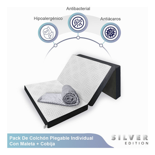 Pack Colchón Individual Plegable Silver Edition + Cobija Blanco