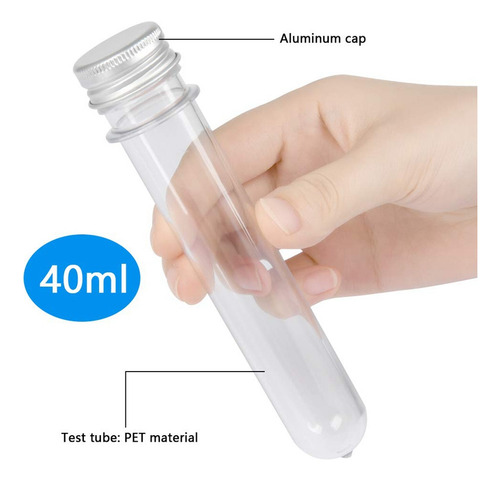 30 Tubos De Ensayo De Plástico De 40 Ml Con Tapones De Rosca