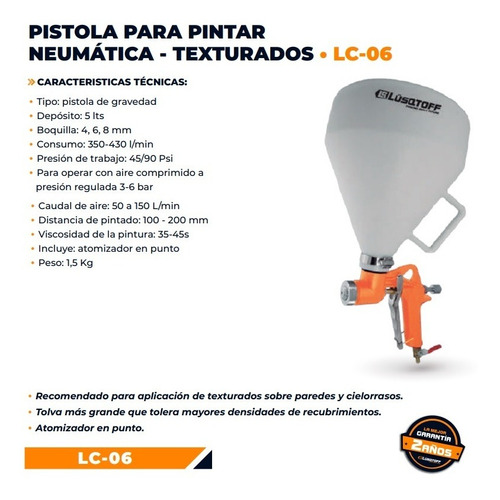 Pistola Pintar Lusqtoff Tolva Revestimiento Textura 5l Lc-06
