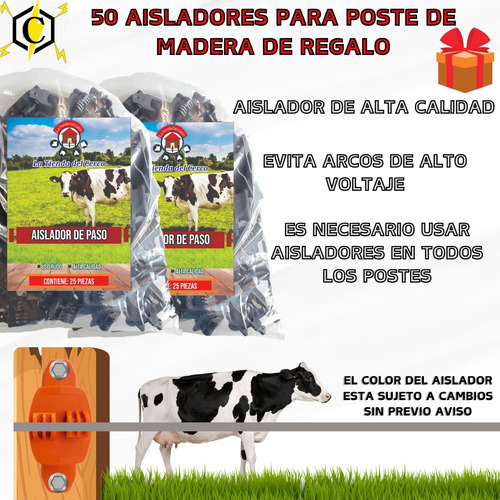 Cerca Electrica Para Ganado Solar (60 Km) + Aisladores