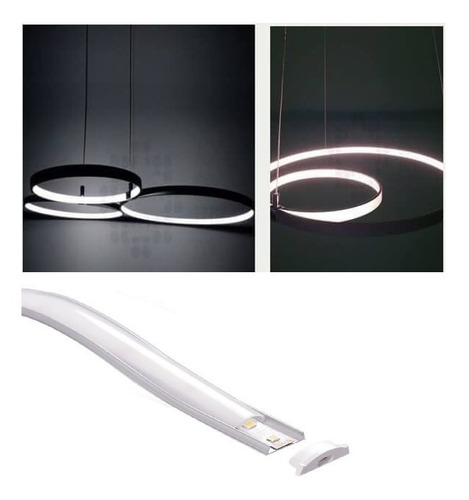 Perfil De Aluminio De 1m Moldeable Para Curvas Sin Tira Led Luz OPALINO