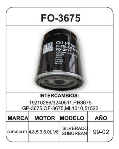 Filtro Aceite Unifl Oldsmobile Delta 88 8cil 4.3l 1978-1982