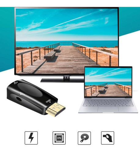 1080p Hdmi Macho Para Vga Fêmea Adaptador Conversor De Víd