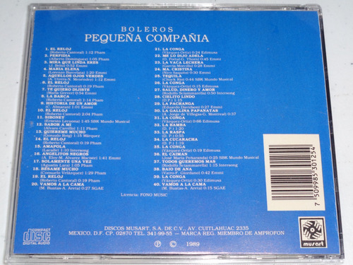 Pequeña Compañía - Boleros, Cd 1989 Musart (Usado)