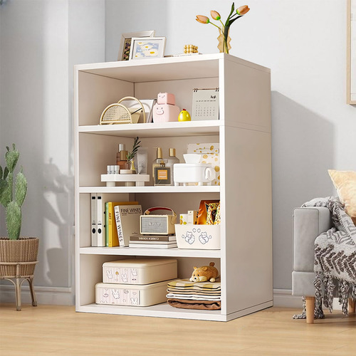 Estante Librero Madera Modernos 4 Capas Para Almacenamiento Blanco