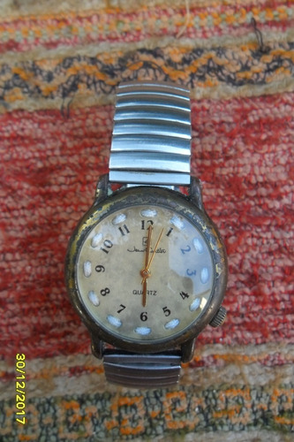 Antiguo Reloj Jean Cartier Quartz Malla Elástica Sana No Mar
