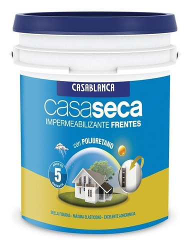 Casaseca Frentes Impermeabilizante 12 Kg Con Poliuretano Acabado Mate Color Blanco