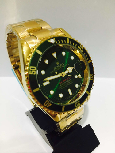 Relógio Submariner Gold Verde Caixa Grande De 45mm